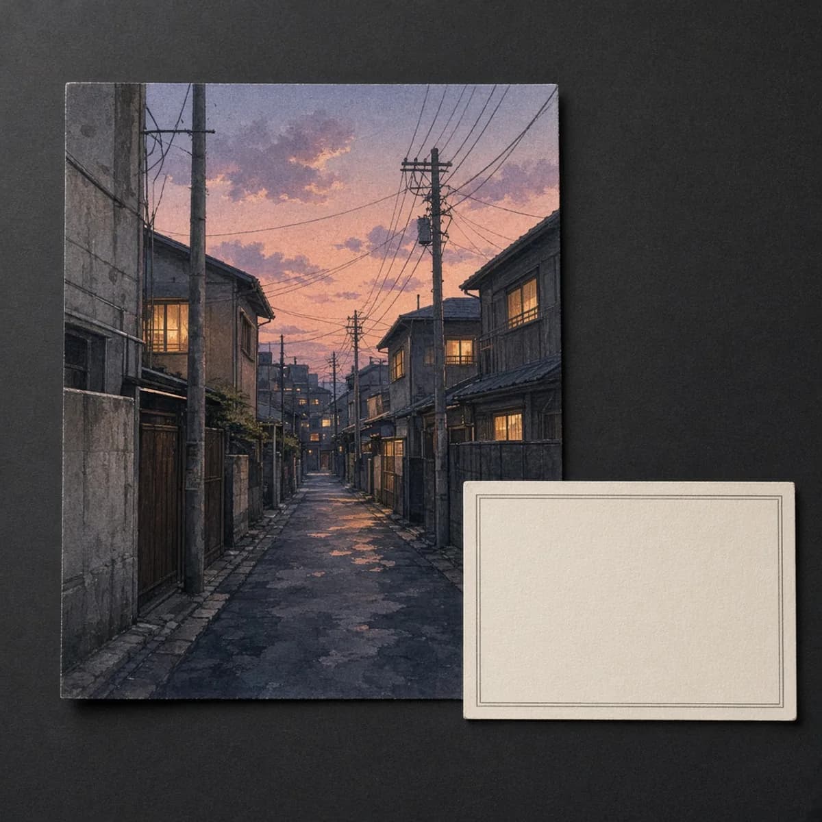 Original hand-painted background from a 1990s television anime, with a certificate of authenticity. Catalog illustration.