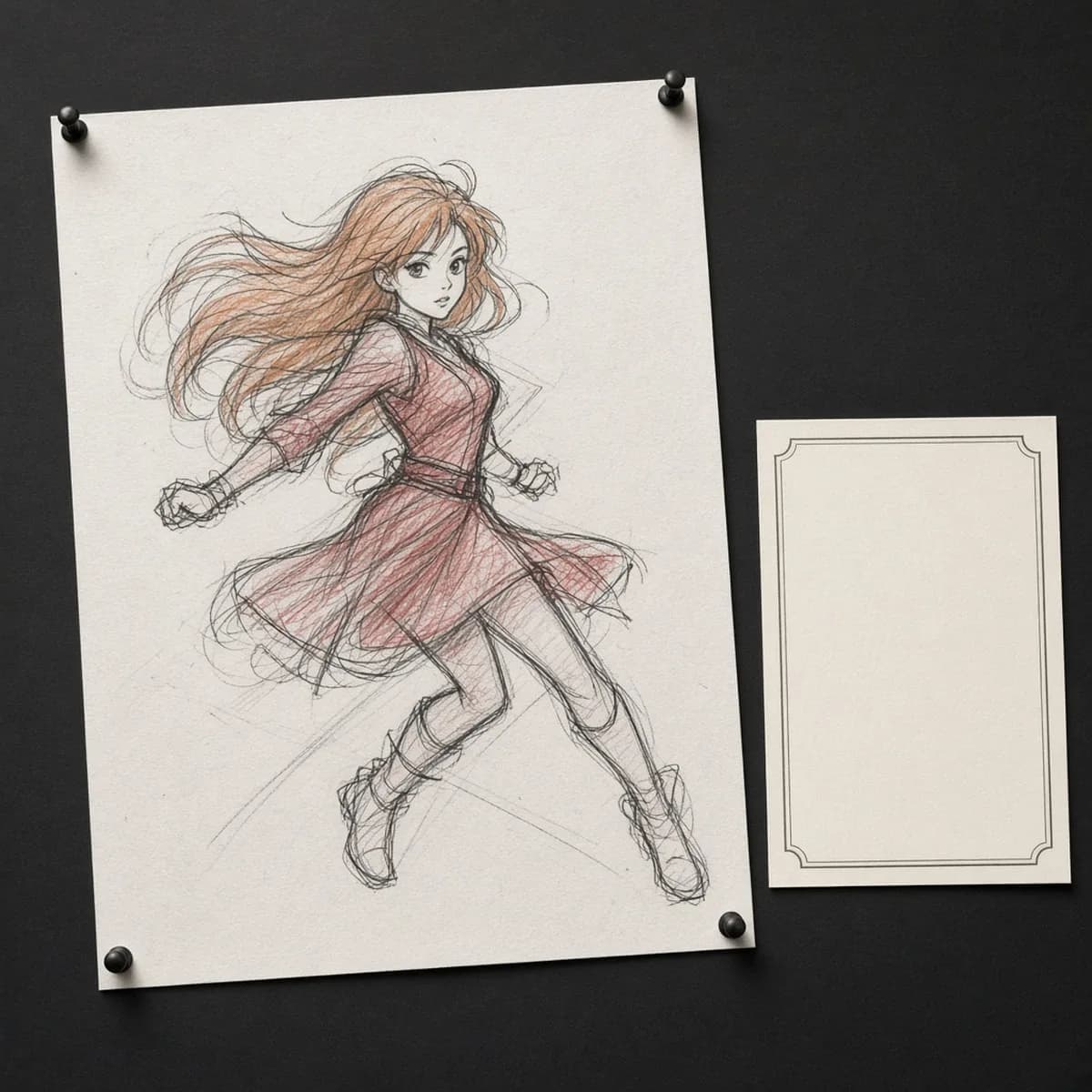 Original Evangelion key animation drawing, or genga, of Asuka from 1995 to 1996, with a certificate of authenticity. Catalog illustration.