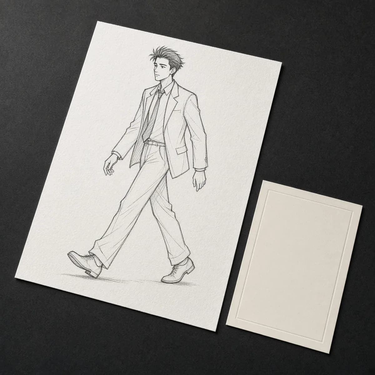 Original 1998 Cowboy Bebop in-between drawing, or douga, of Spike Spiegel, with a certificate of authenticity. Catalog illustration.