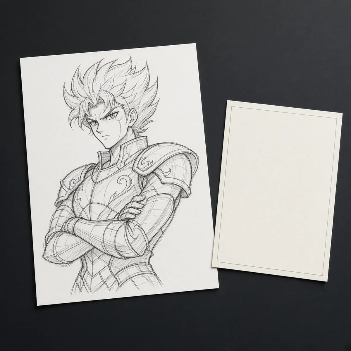Original 1990s Dragon Ball Z in-between drawing, or douga, of Vegeta, with a certificate of authenticity. Catalog illustration.