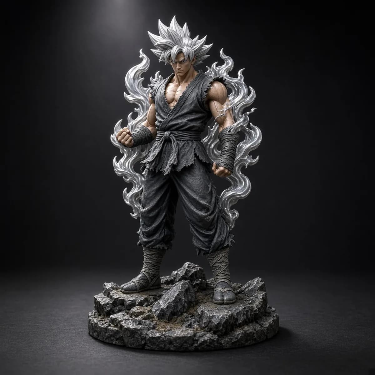 Goku Ultra Instinct 1/4 resin statue from Dragon Ball Super, limited edition of 250. Catalog illustration.